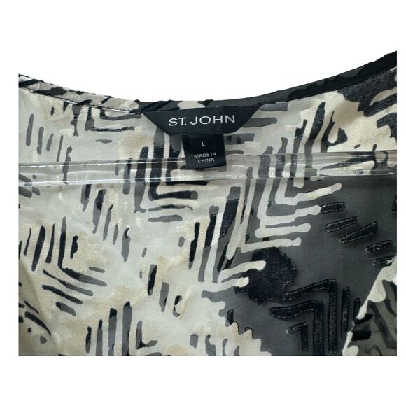 St John Sleeveless Blouse Womens Large Silk Cowl Neck Neutral Sheer Champagne - Picture 9 of 12